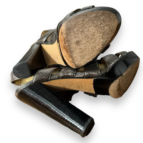 Just in 💫| Coach Moreen Metallic Bronze High Chunky Heels SZ 8.5 - Picture 4 of 4